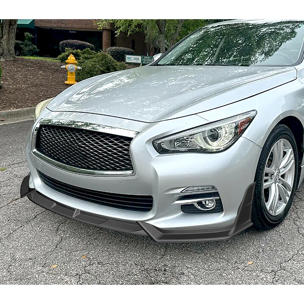 STP-Style For 2014-2017 Infiniti Q50 Luxe / Base Front Bumper Lip -Unpainted Matte Black - Image 5