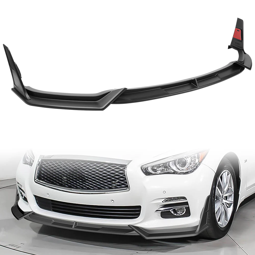 STP-Style For 2014-2017 Infiniti Q50 Luxe / Base Front Bumper Lip -Unpainted Matte Black - Image 6