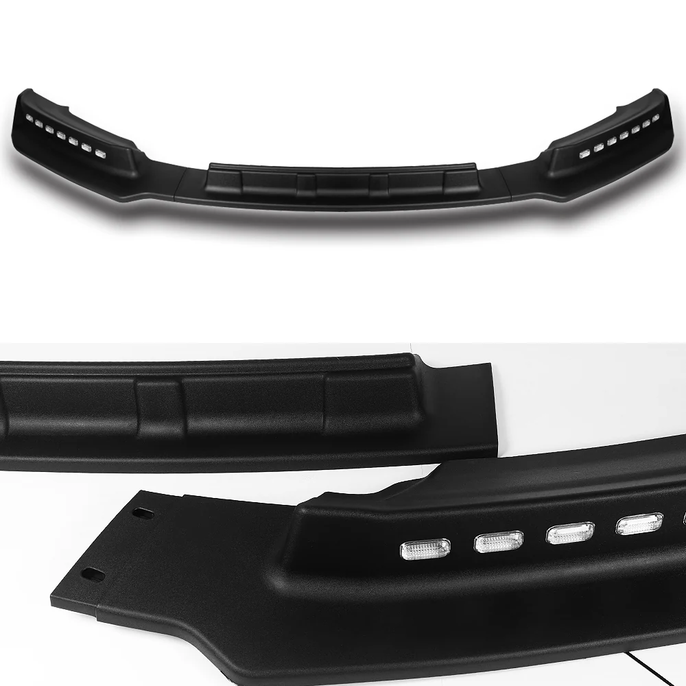 STP-Style For 2015 2016 2017 Ford F-150 Front Bumper Lip Splitter With LED Sequential Light -Unpainted Matte Black - Image 2