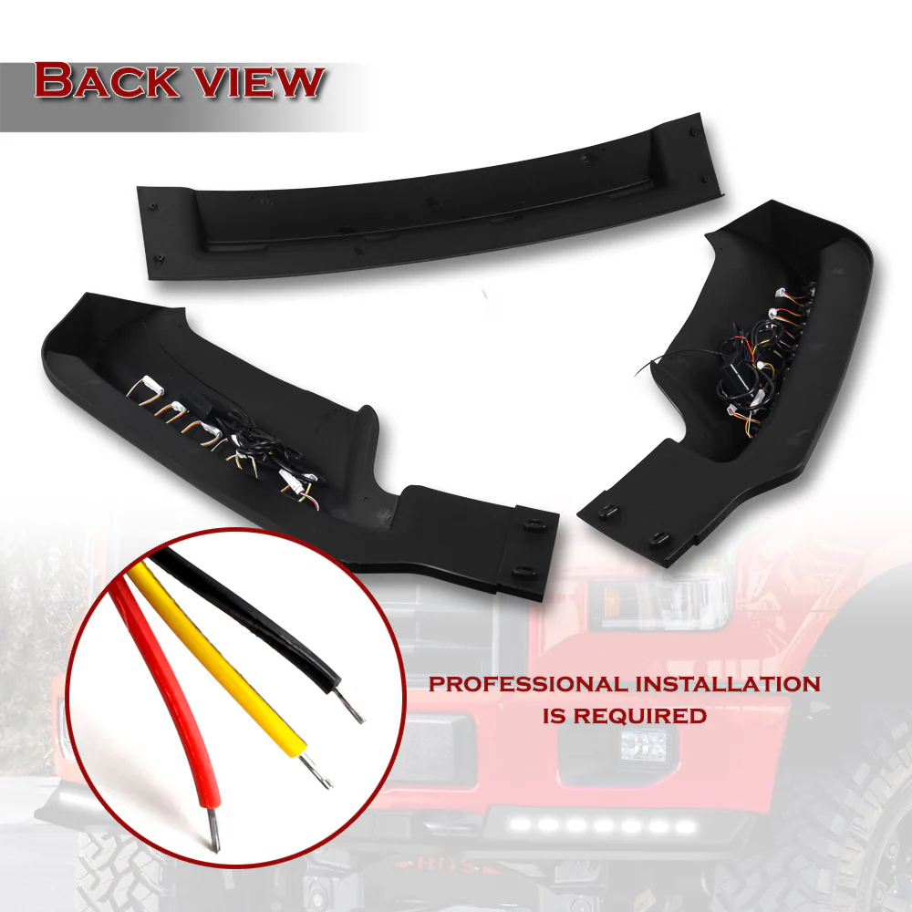 STP-Style For 2015 2016 2017 Ford F-150 Front Bumper Lip Splitter With LED Sequential Light -Unpainted Matte Black - Image 3