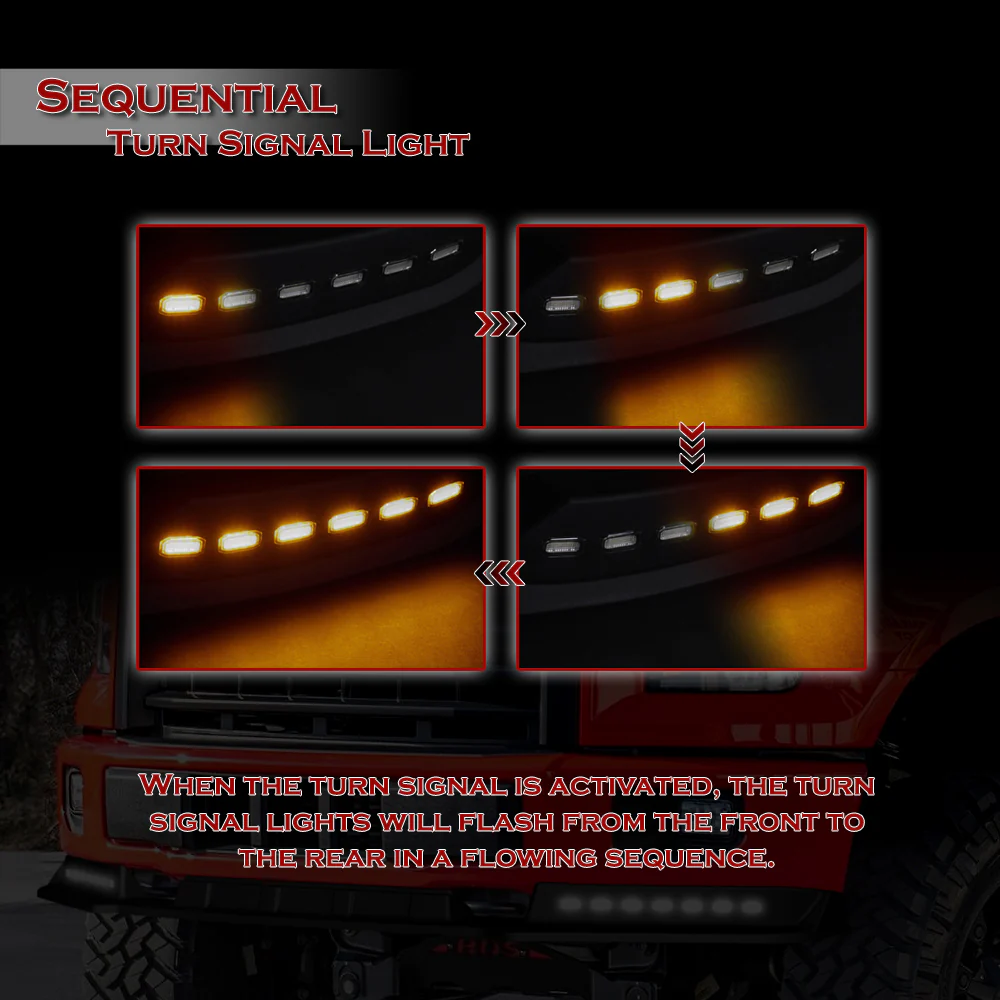 STP-Style For 2015 2016 2017 Ford F-150 Front Bumper Lip Splitter With LED Sequential Light -Unpainted Matte Black - Image 7