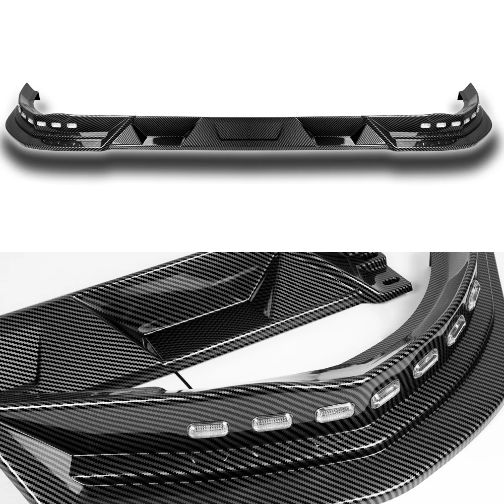 STP-Style For 2016 2017 2018 Toyota RAV4 Front Bumper Lower Lip Splitter With LED Sequential Light -Carbon Fiber Look - Image 2