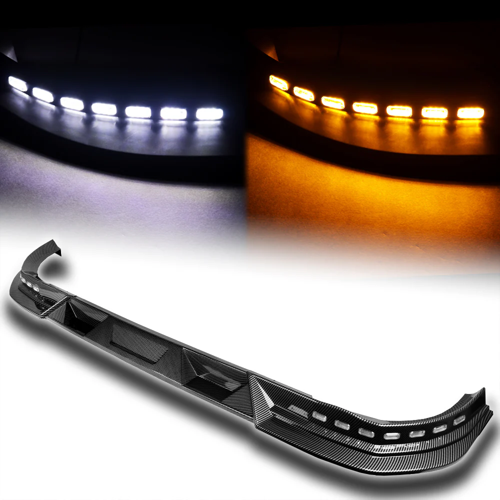 STP-Style For 2016 2017 2018 Toyota RAV4 Front Bumper Lower Lip Splitter With LED Sequential Light -Carbon Fiber Look - Image 3