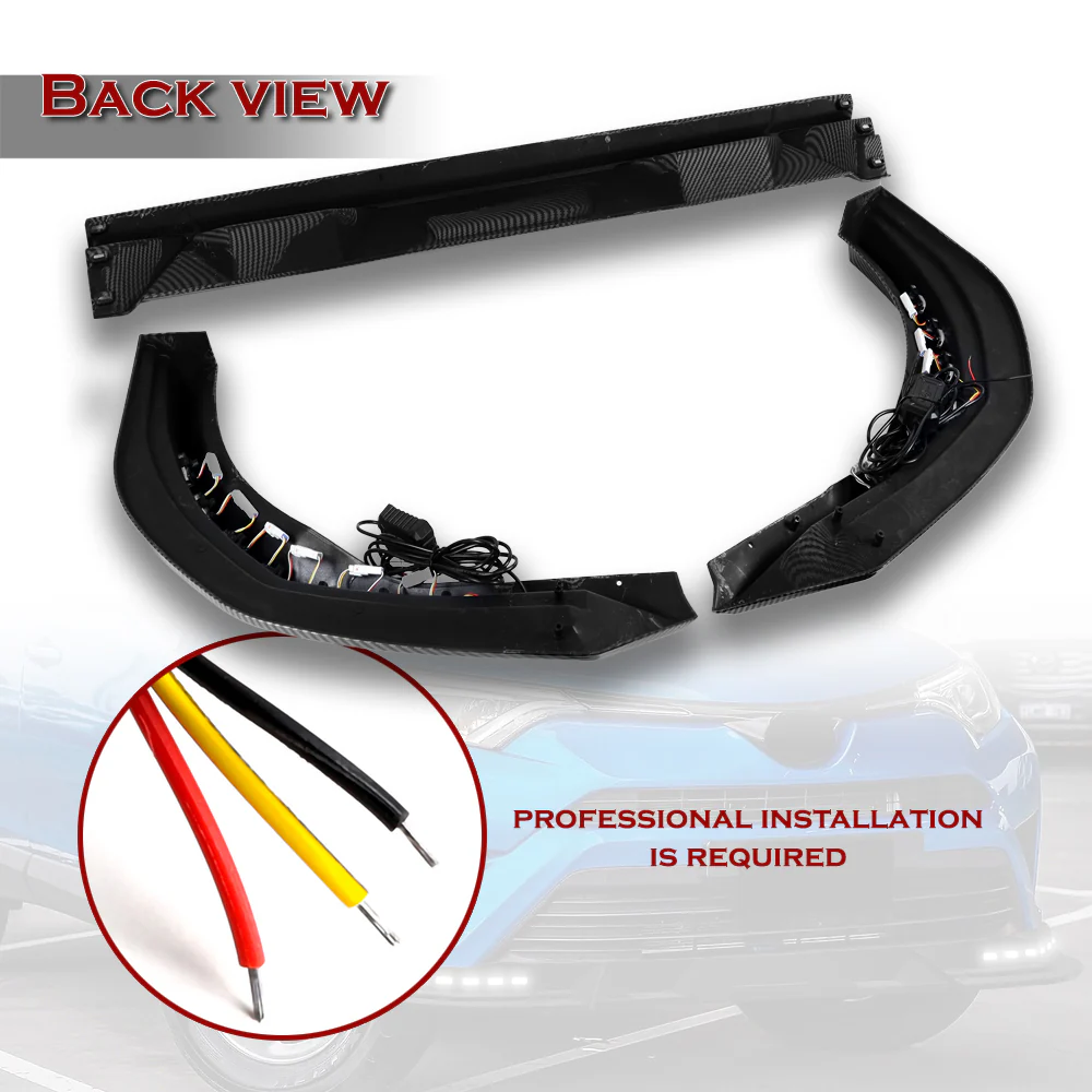 STP-Style For 2016 2017 2018 Toyota RAV4 Front Bumper Lower Lip Splitter With LED Sequential Light -Carbon Fiber Look - Image 5