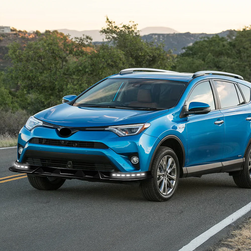 STP-Style For 2016 2017 2018 Toyota RAV4 Front Bumper Lower Lip Splitter With LED Sequential Light -Painted Black - Image 10