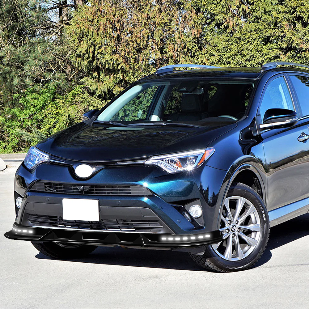 STP-Style For 2016 2017 2018 Toyota RAV4 Front Bumper Lower Lip Splitter With LED Sequential Light -Painted Black - Image 11