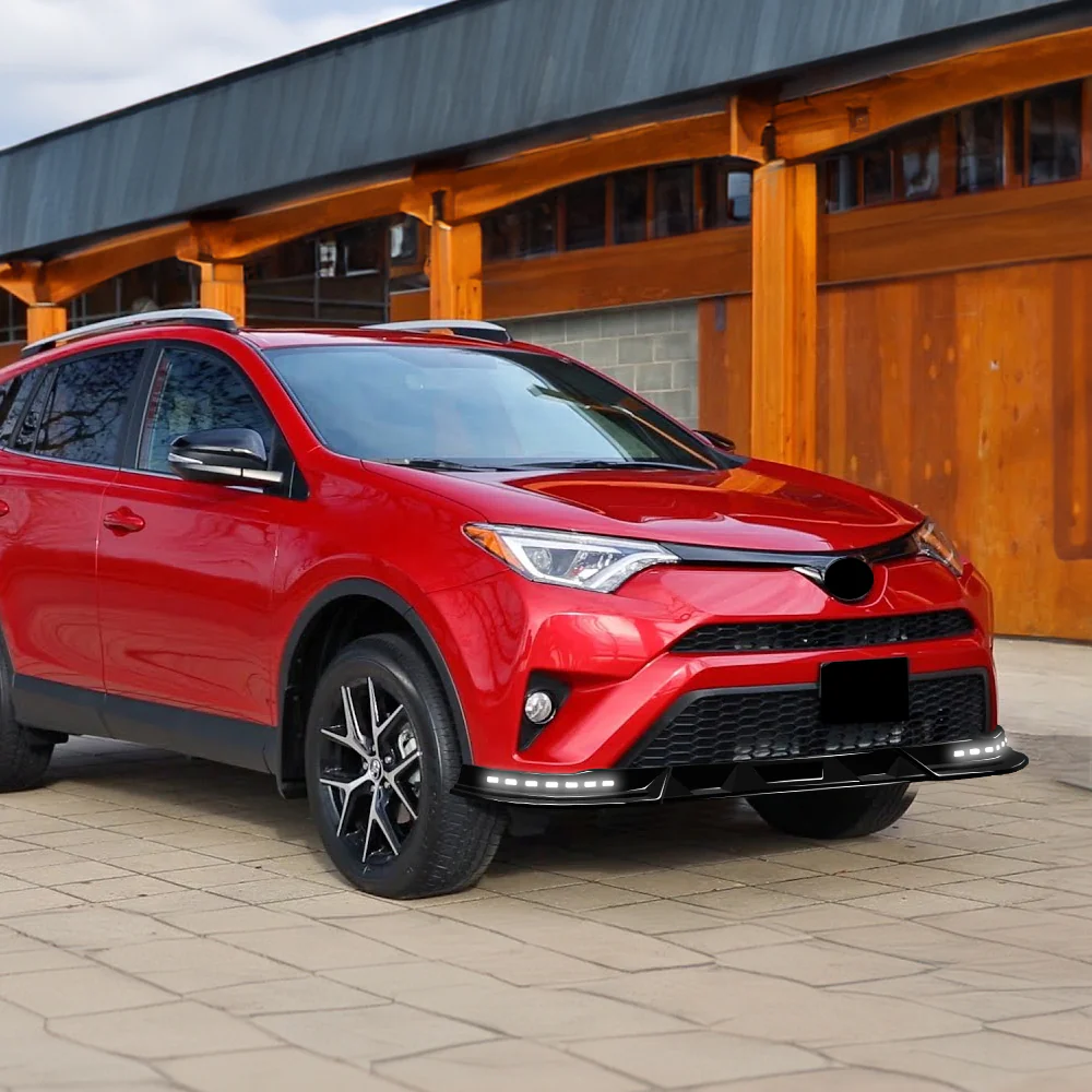 STP-Style For 2016 2017 2018 Toyota RAV4 Front Bumper Lower Lip Splitter With LED Sequential Light -Painted Black - Image 12
