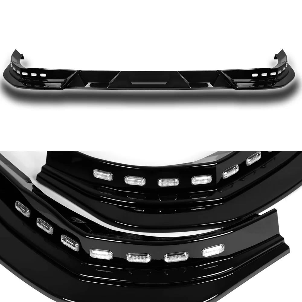 STP-Style For 2016 2017 2018 Toyota RAV4 Front Bumper Lower Lip Splitter With LED Sequential Light -Painted Black - Image 2