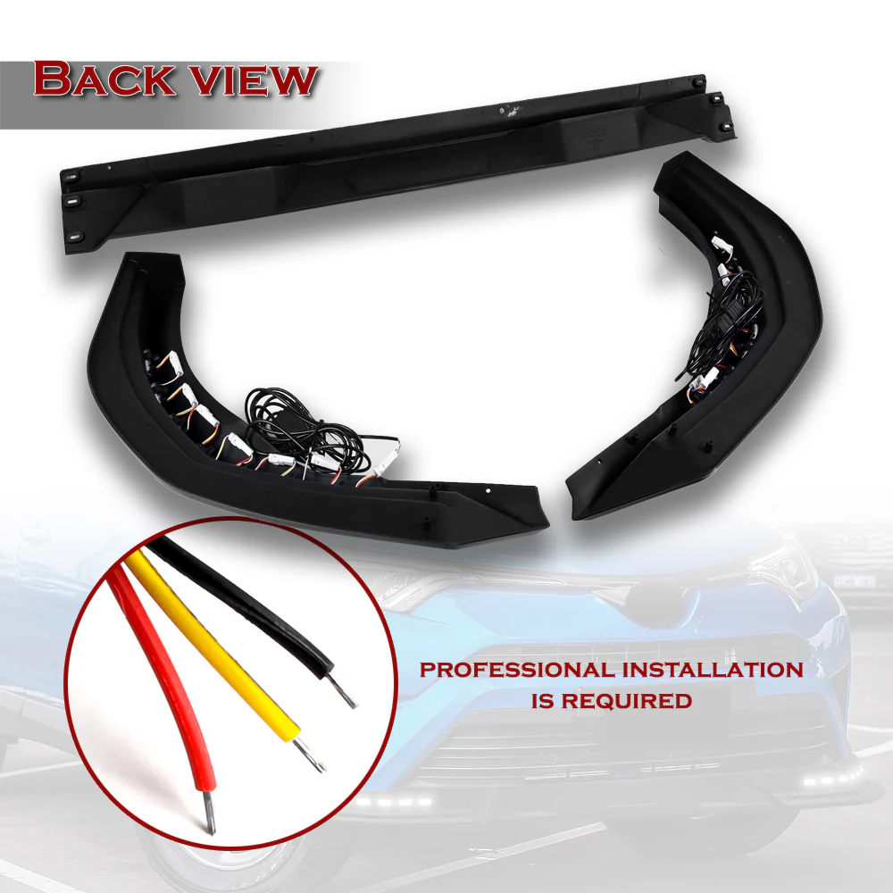STP-Style For 2016 2017 2018 Toyota RAV4 Front Bumper Lower Lip Splitter With LED Sequential Light -Painted Black - Image 5