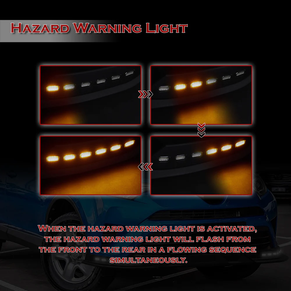 STP-Style For 2016 2017 2018 Toyota RAV4 Front Bumper Lower Lip Splitter With LED Sequential Light -Painted Black - Image 8