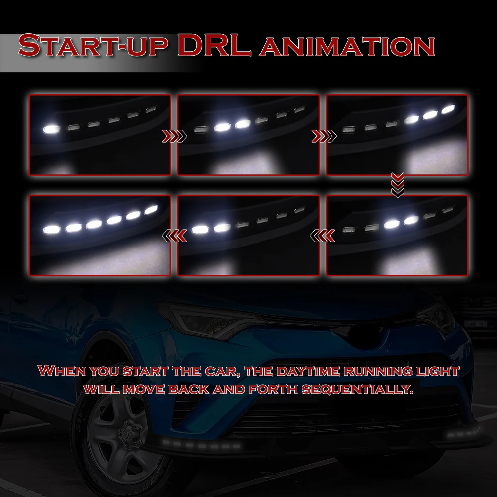 STP-Style For 2016 2017 2018 Toyota RAV4 Front Bumper Lower Lip Splitter With LED Sequential Light -Unpainted Matte Black - Image 10