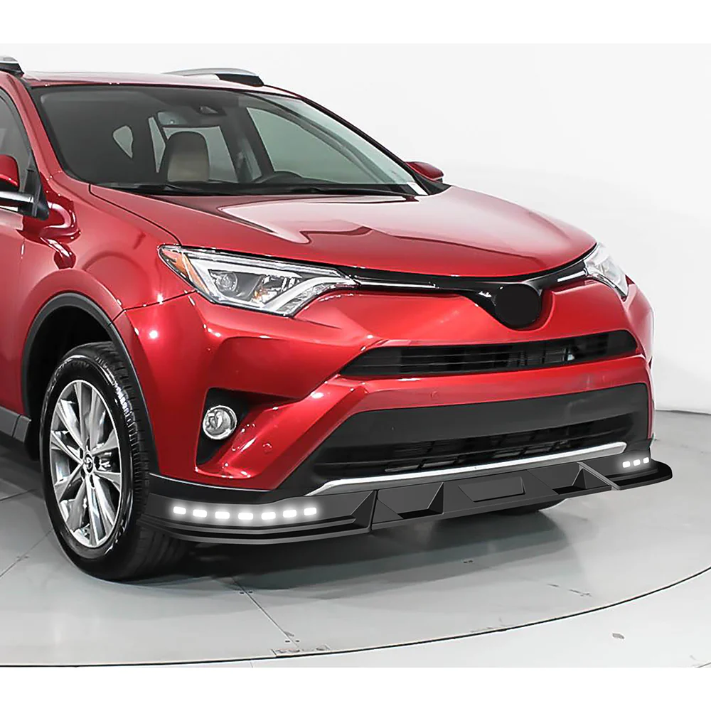 STP-Style For 2016 2017 2018 Toyota RAV4 Front Bumper Lower Lip Splitter With LED Sequential Light -Unpainted Matte Black - Image 11
