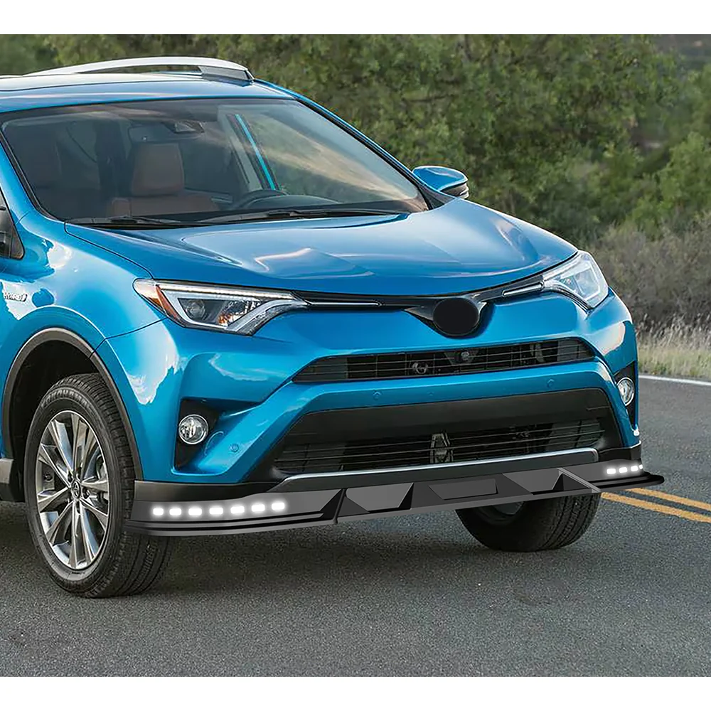 STP-Style For 2016 2017 2018 Toyota RAV4 Front Bumper Lower Lip Splitter With LED Sequential Light -Unpainted Matte Black - Image 12