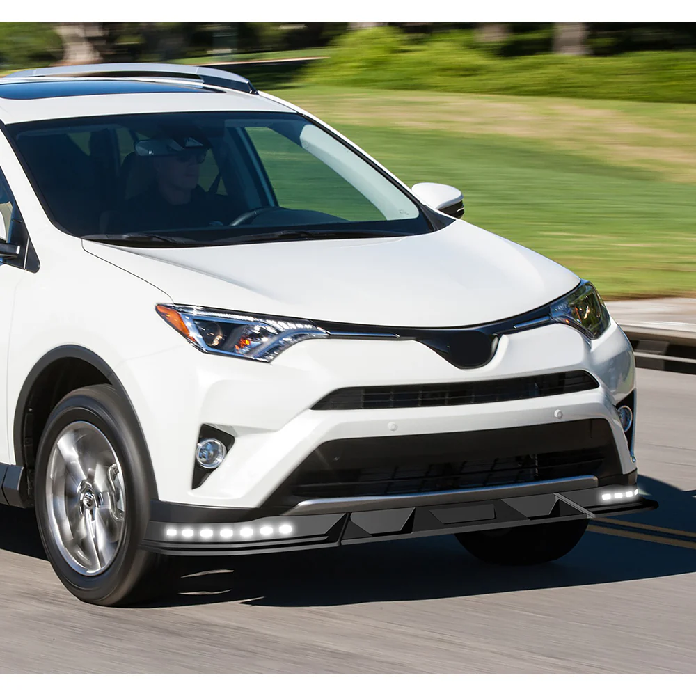 STP-Style For 2016 2017 2018 Toyota RAV4 Front Bumper Lower Lip Splitter With LED Sequential Light -Unpainted Matte Black - Image 13