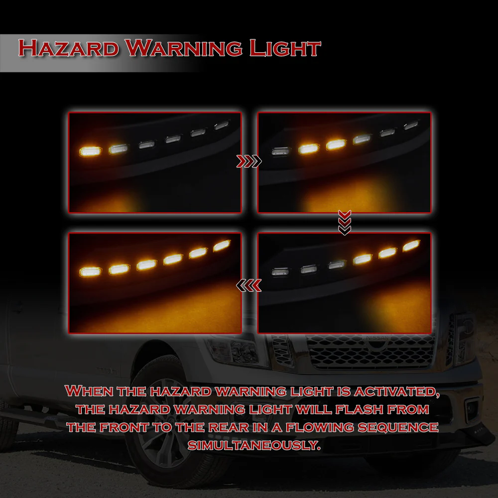 STP-Style For 2017-2019 Nissan Titan Front Bumper Lip Splitter With LED Sequential Light -Unpainted Matte Black - Image 10