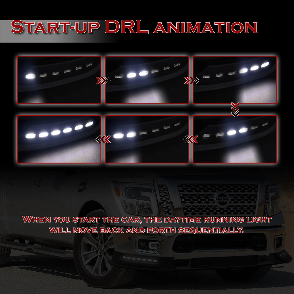 STP-Style For 2017-2019 Nissan Titan Front Bumper Lip Splitter With LED Sequential Light -Unpainted Matte Black - Image 11