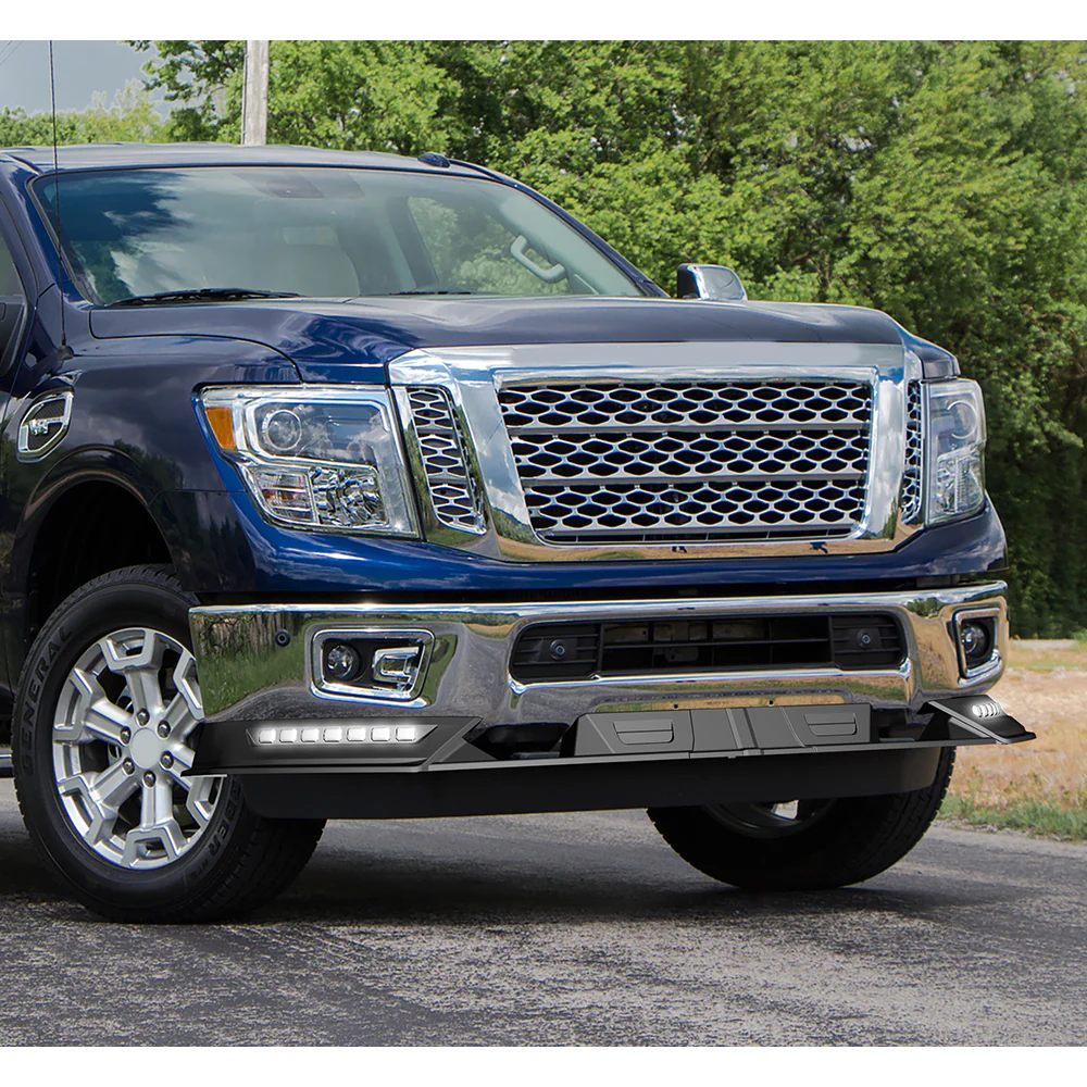 STP-Style For 2017-2019 Nissan Titan Front Bumper Lip Splitter With LED Sequential Light -Unpainted Matte Black - Image 14