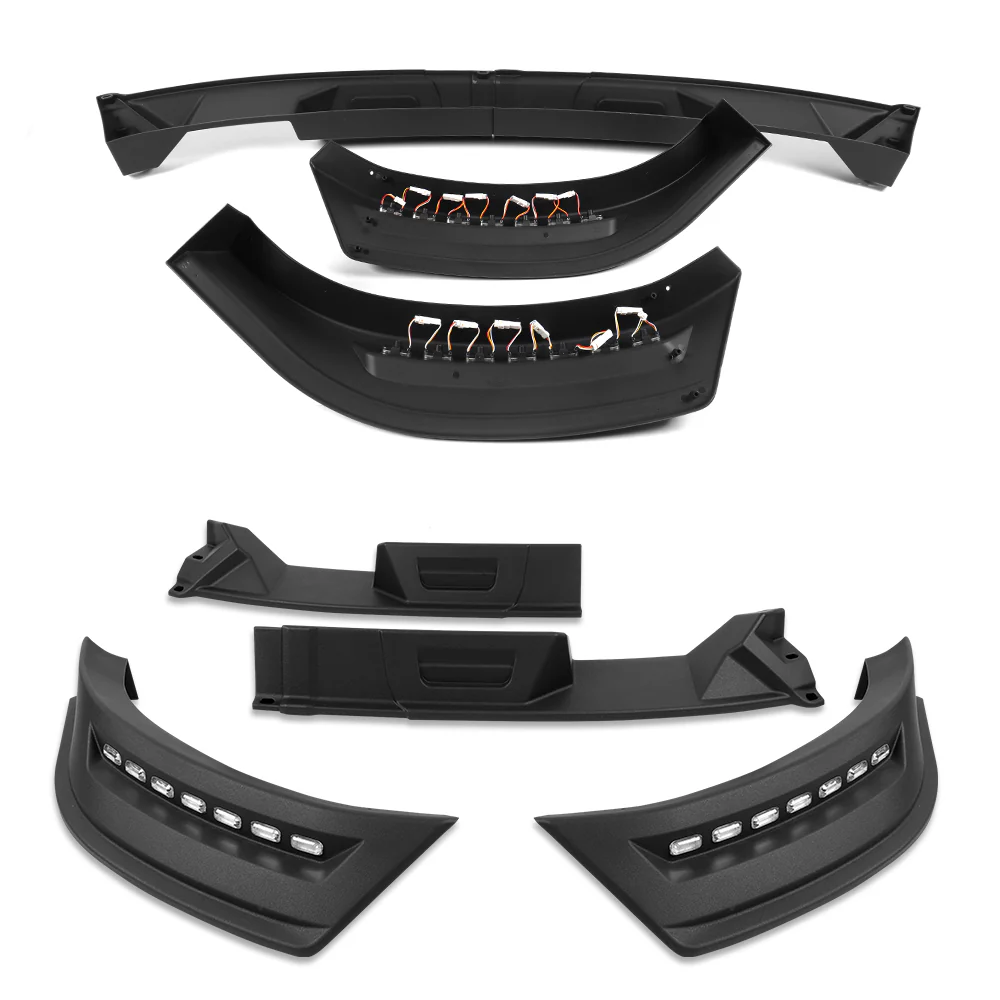 STP-Style For 2017-2019 Nissan Titan Front Bumper Lip Splitter With LED Sequential Light -Unpainted Matte Black - Image 2