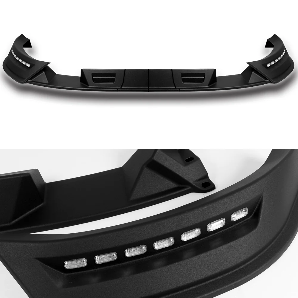 STP-Style For 2017-2019 Nissan Titan Front Bumper Lip Splitter With LED Sequential Light -Unpainted Matte Black - Image 3