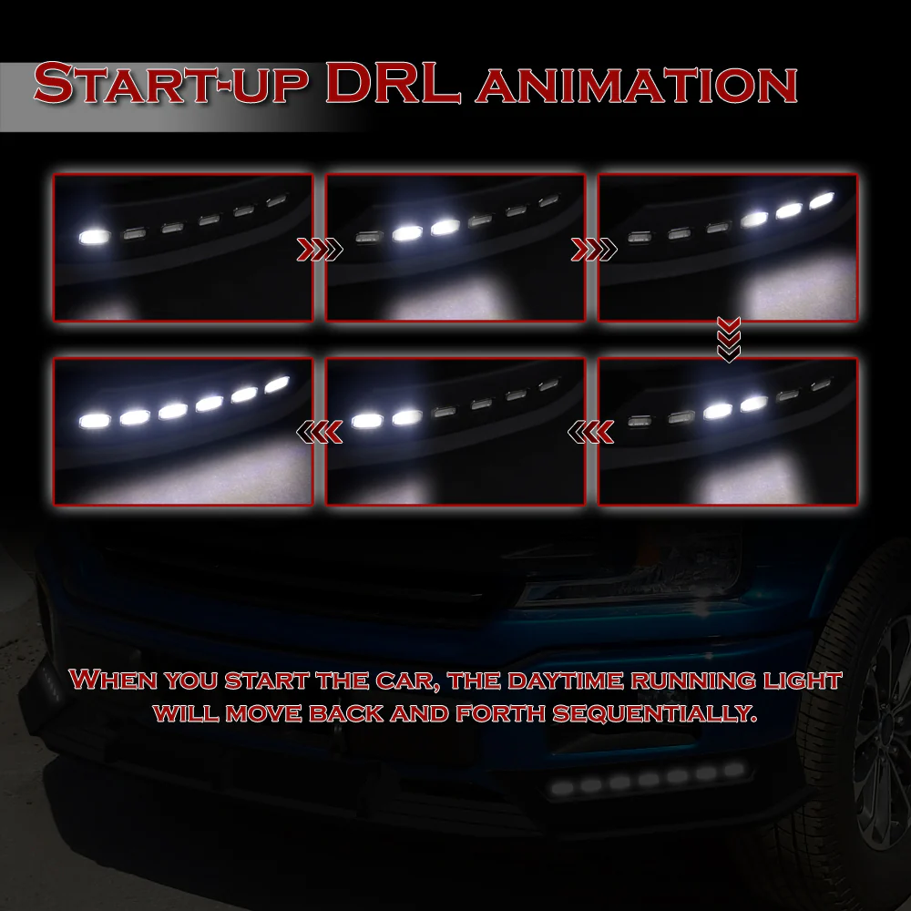 STP-Style For 2018 2019 2020 Ford F-150 Front Bumper Lip Splitter With LED Sequential Light -Unpainted Matte Black - Image 10