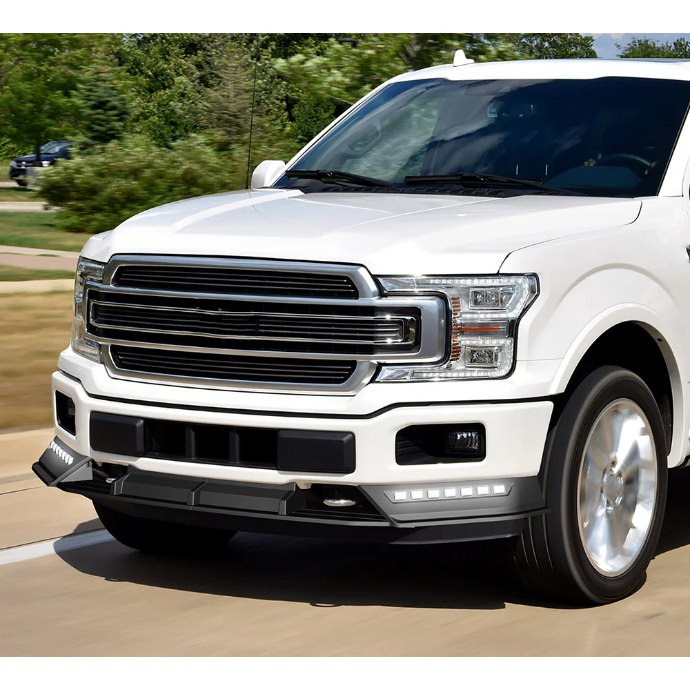STP-Style For 2018 2019 2020 Ford F-150 Front Bumper Lip Splitter With LED Sequential Light -Unpainted Matte Black - Image 12