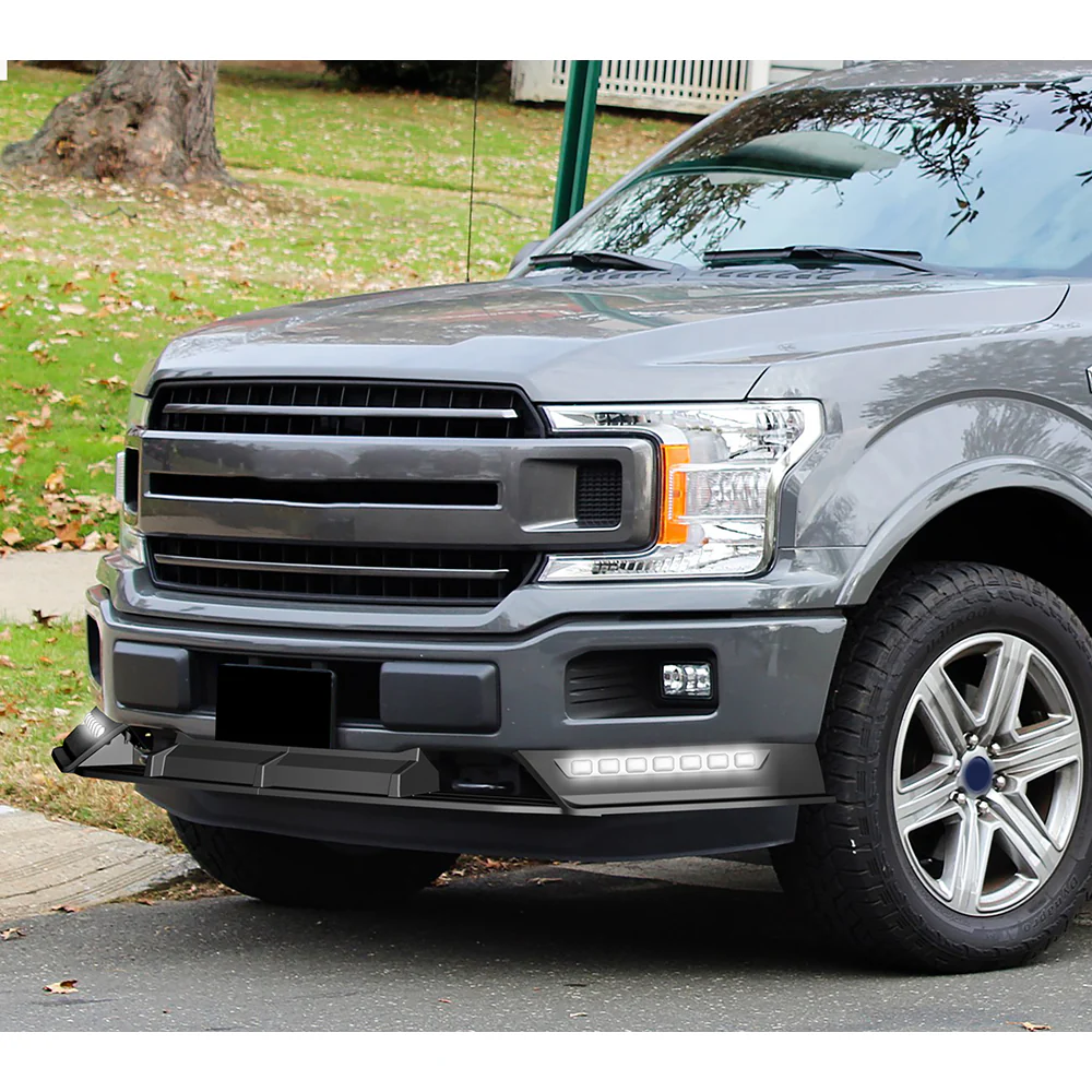 STP-Style For 2018 2019 2020 Ford F-150 Front Bumper Lip Splitter With LED Sequential Light -Unpainted Matte Black - Image 13