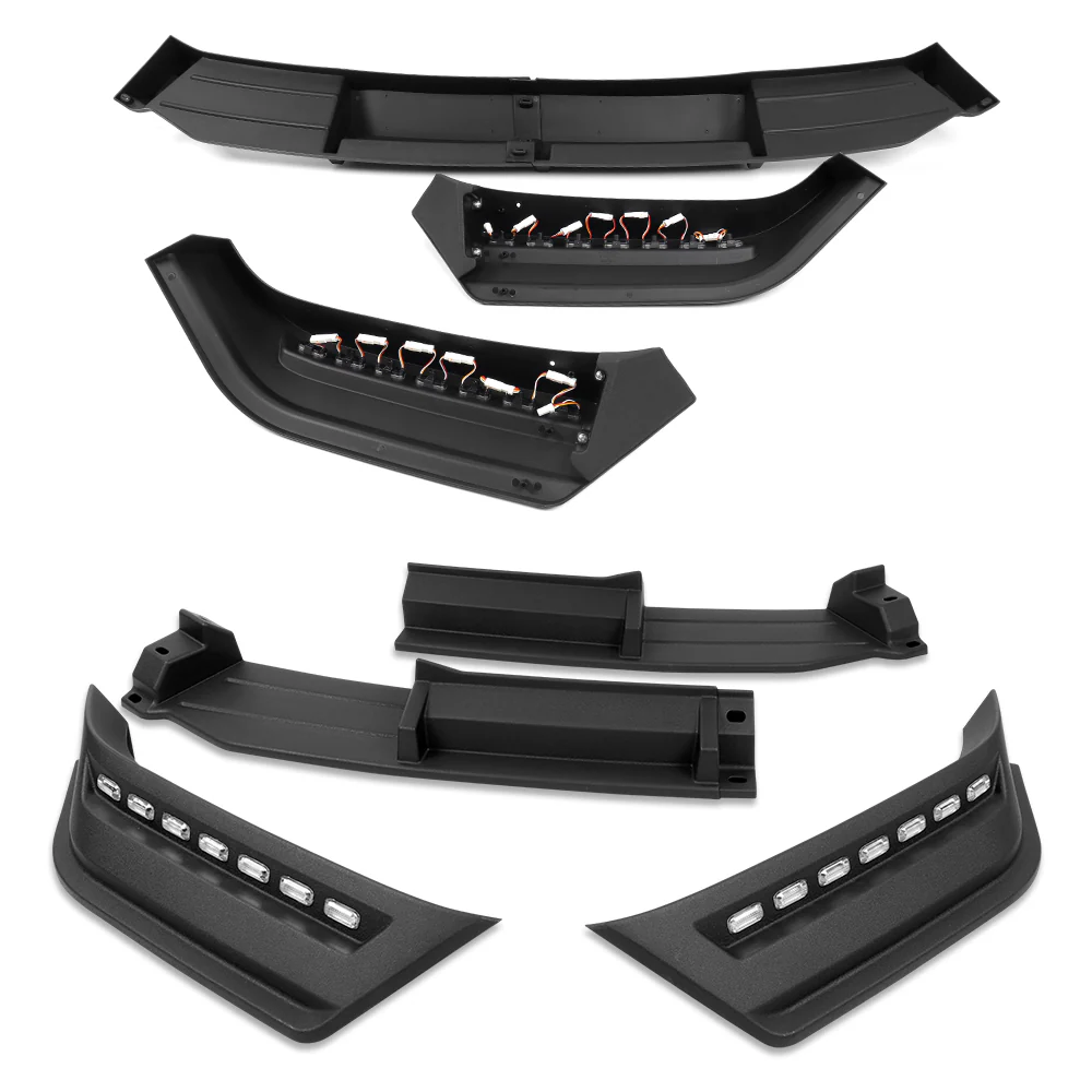 STP-Style For 2018 2019 2020 Ford F-150 Front Bumper Lip Splitter With LED Sequential Light -Unpainted Matte Black - Image 2