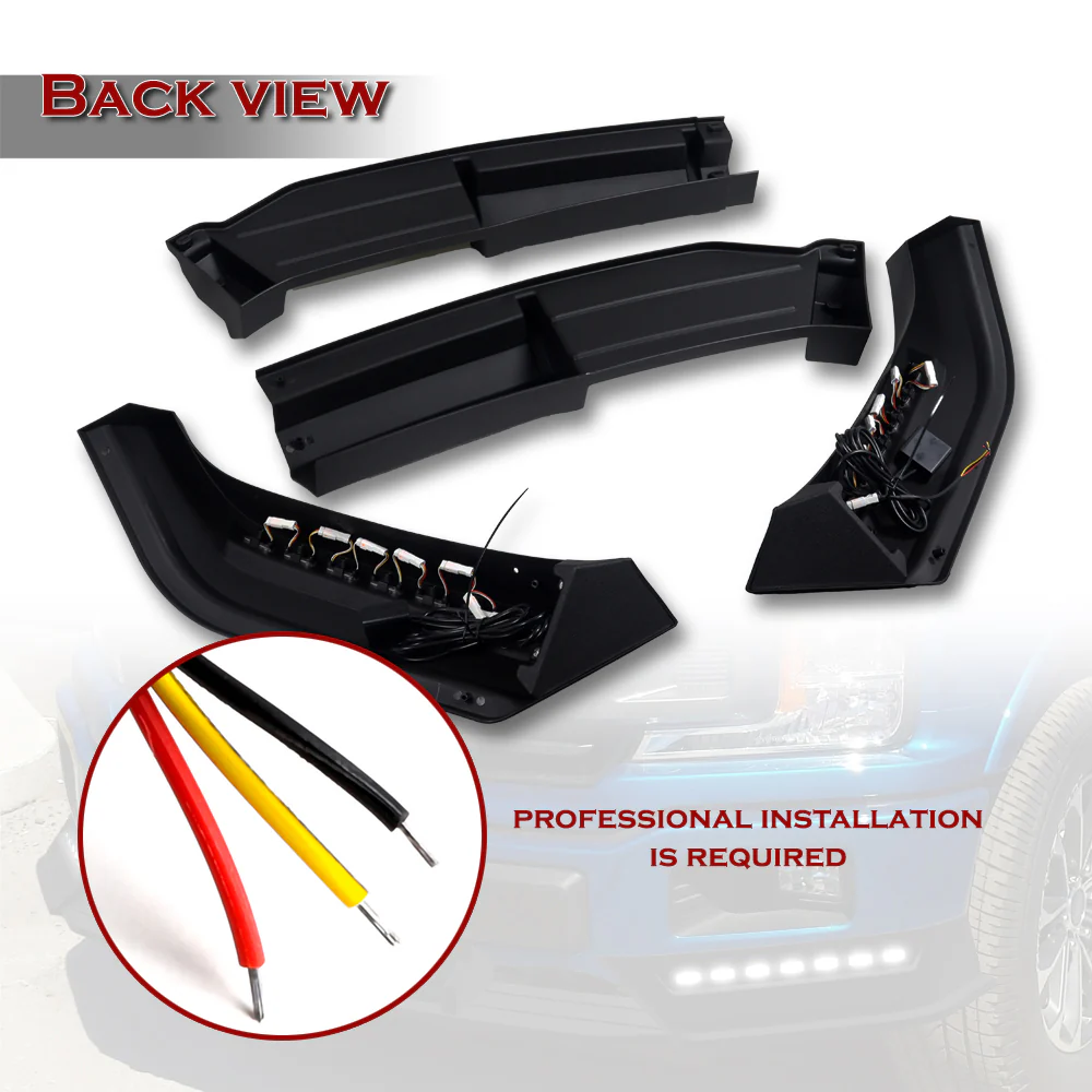 STP-Style For 2018 2019 2020 Ford F-150 Front Bumper Lip Splitter With LED Sequential Light -Unpainted Matte Black - Image 4