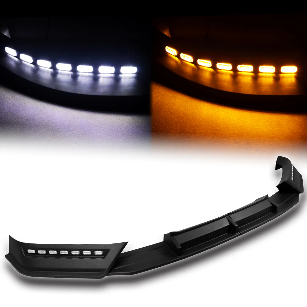 STP-Style For 2018 2019 2020 Ford F-150 Front Bumper Lip Splitter With LED Sequential Light -Unpainted Matte Black - Image 7
