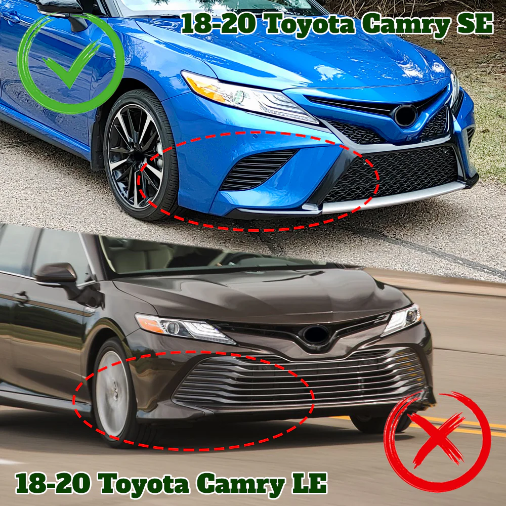 STP-Style For 2018-2020 Toyota Camry SE / XSE Front Bumper Lip -Unpainted Matte Black - Image 9