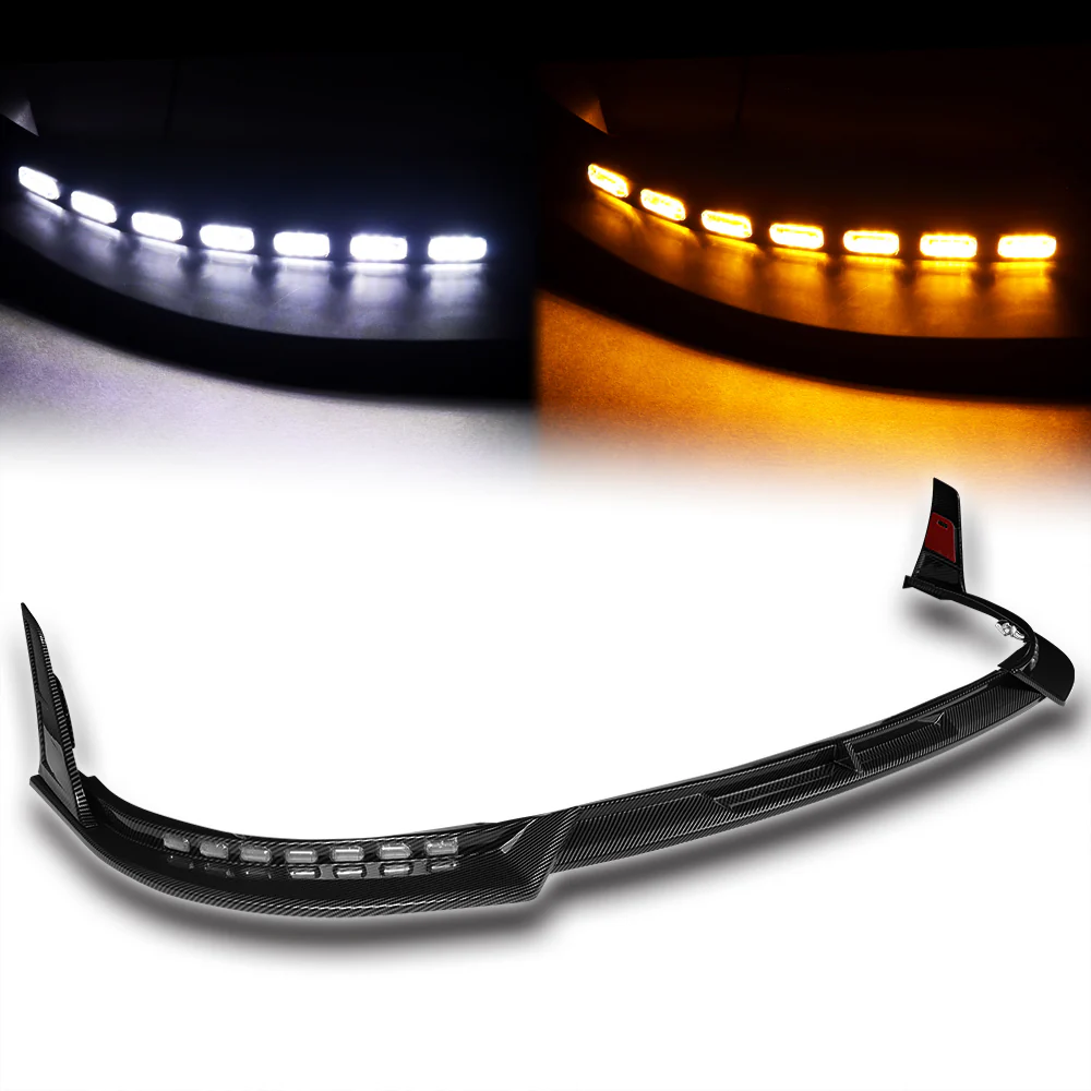 STP-Style For 2018-2020 Toyota Camry SE / XSE Front Bumper Lip With LED Sequential Light -Carbon Fiber Look - Image 2