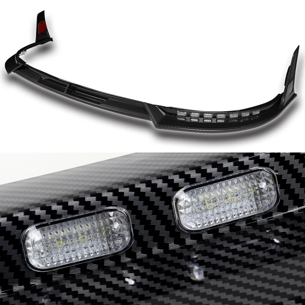 STP-Style For 2018-2020 Toyota Camry SE / XSE Front Bumper Lip With LED Sequential Light -Carbon Fiber Look - Image 3