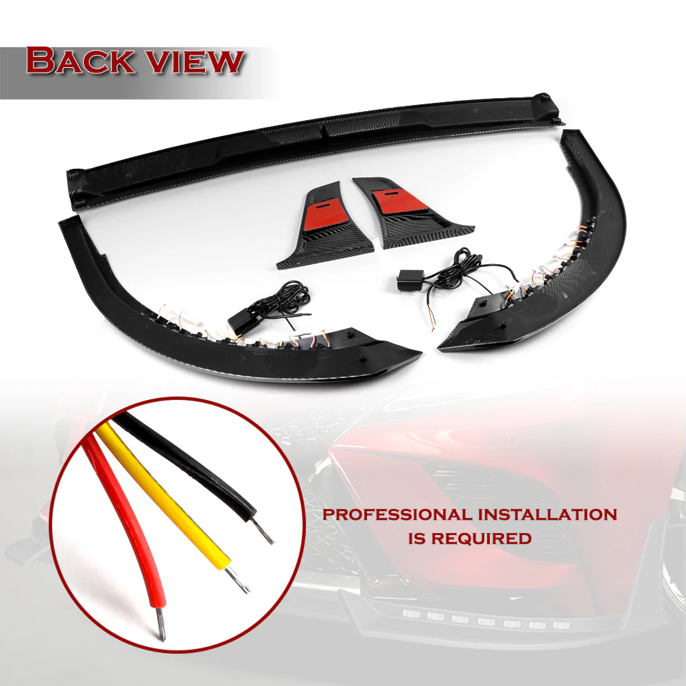 STP-Style For 2018-2020 Toyota Camry SE / XSE Front Bumper Lip With LED Sequential Light -Carbon Fiber Look - Image 4