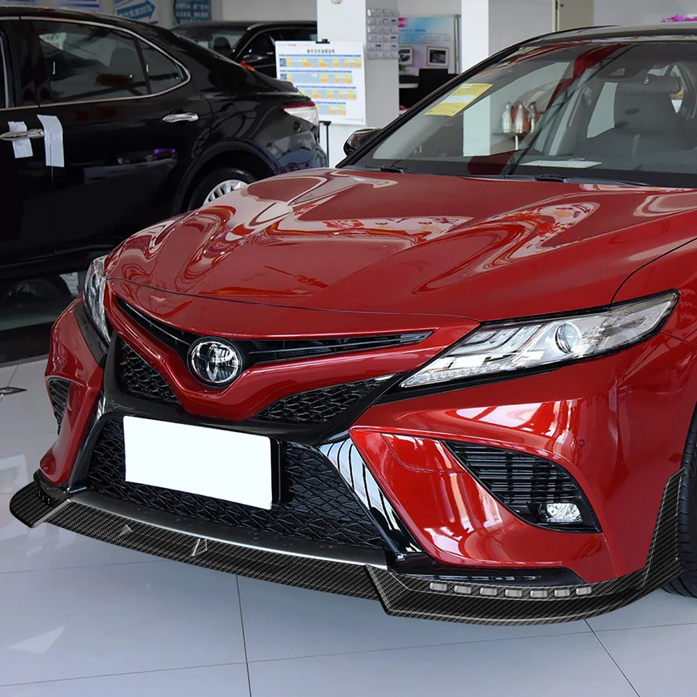 STP-Style For 2018-2020 Toyota Camry SE / XSE Front Bumper Lip With LED Sequential Light -Carbon Fiber Look - Image 9