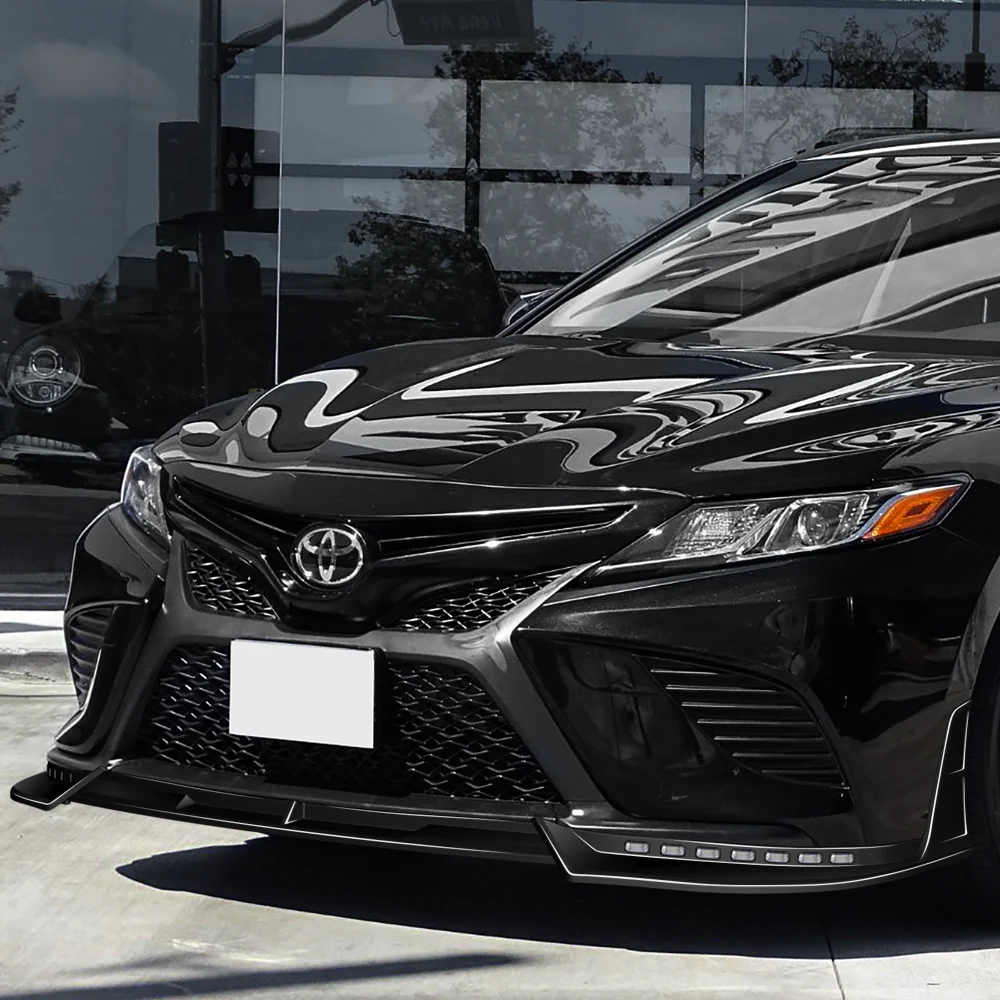 STP-Style For 2018-2020 Toyota Camry SE / XSE Front Bumper Lip With LED Sequential Light -Painted Black - Image 10