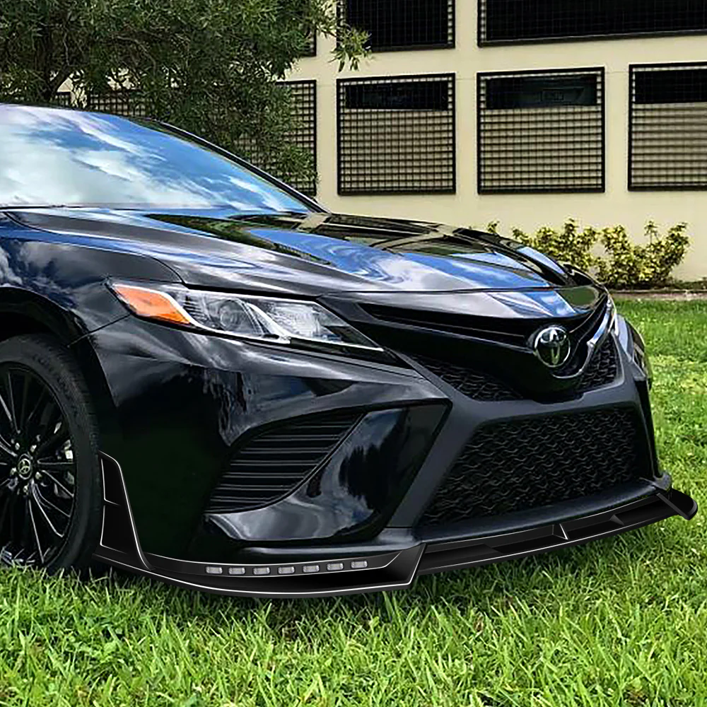 STP-Style For 2018-2020 Toyota Camry SE / XSE Front Bumper Lip With LED Sequential Light -Painted Black - Image 11