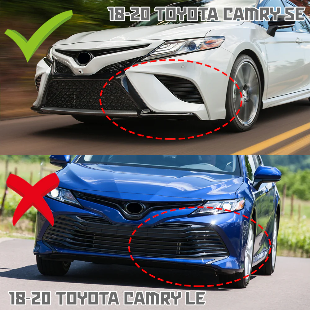 STP-Style For 2018-2020 Toyota Camry SE / XSE Front Bumper Lip With LED Sequential Light -Unpainted Matte Black - Image 12
