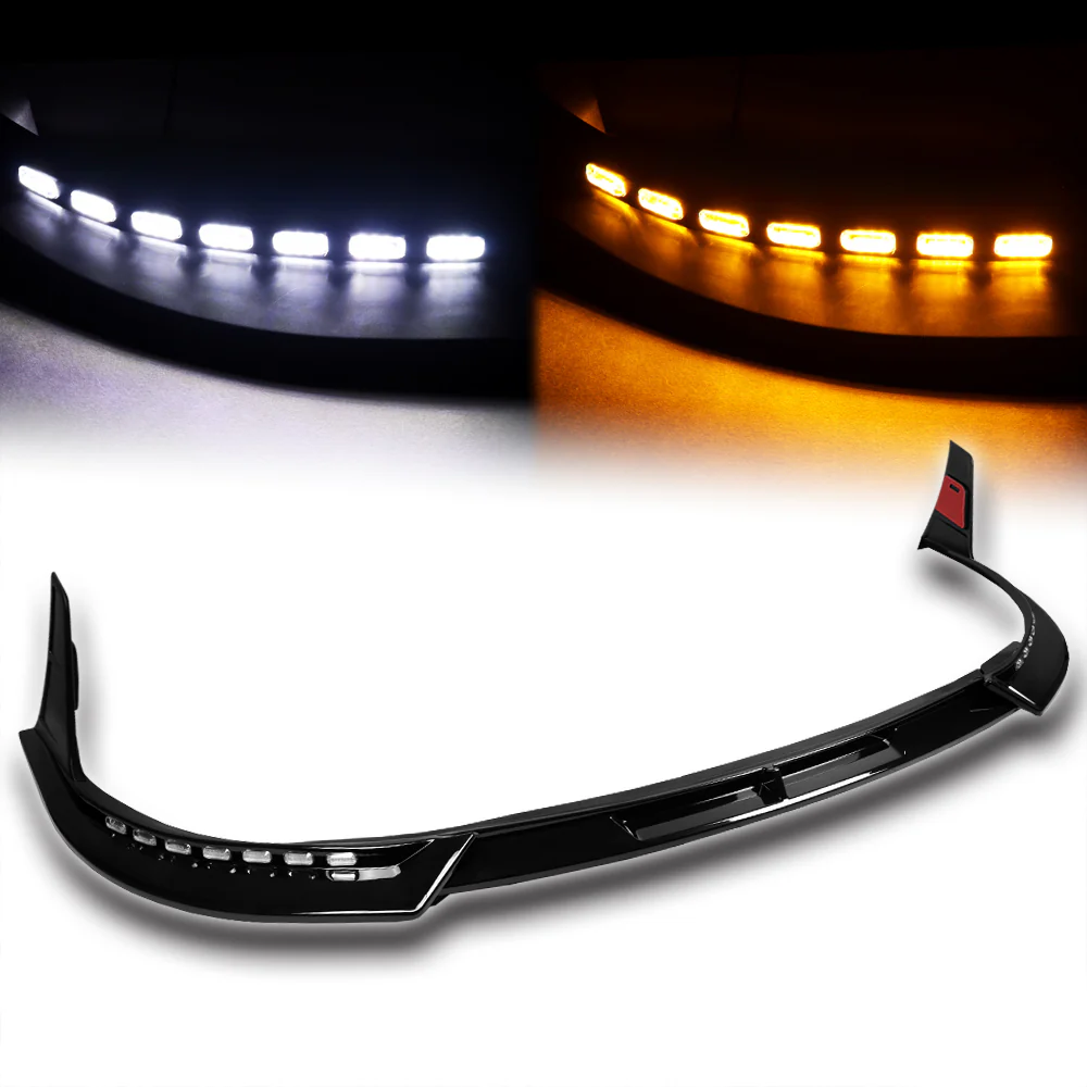 STP-Style For 2018-2020 Toyota Camry SE / XSE Front Bumper Lip With LED Sequential Light -Painted Black - Image 2