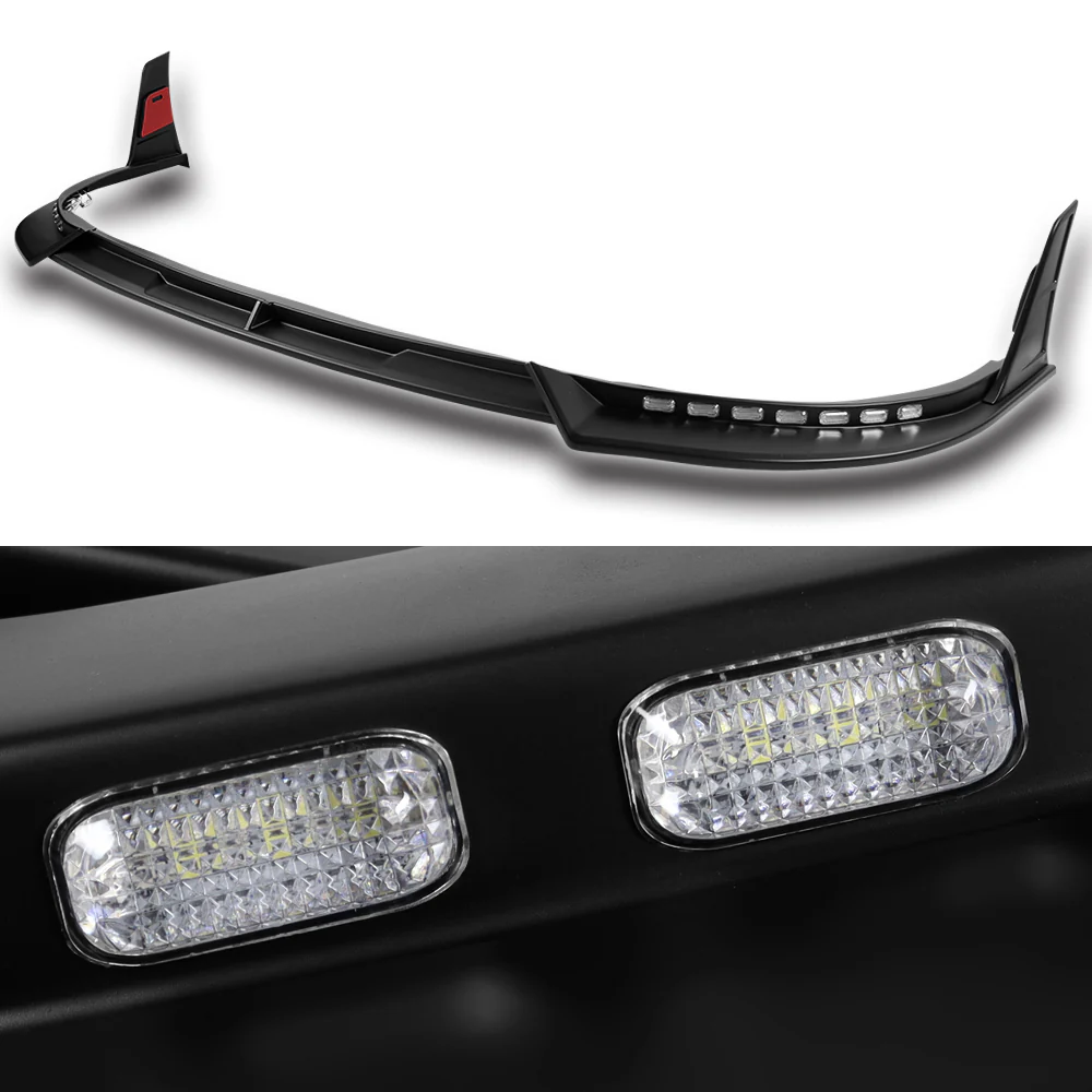 STP-Style For 2018-2020 Toyota Camry SE / XSE Front Bumper Lip With LED Sequential Light -Unpainted Matte Black - Image 2