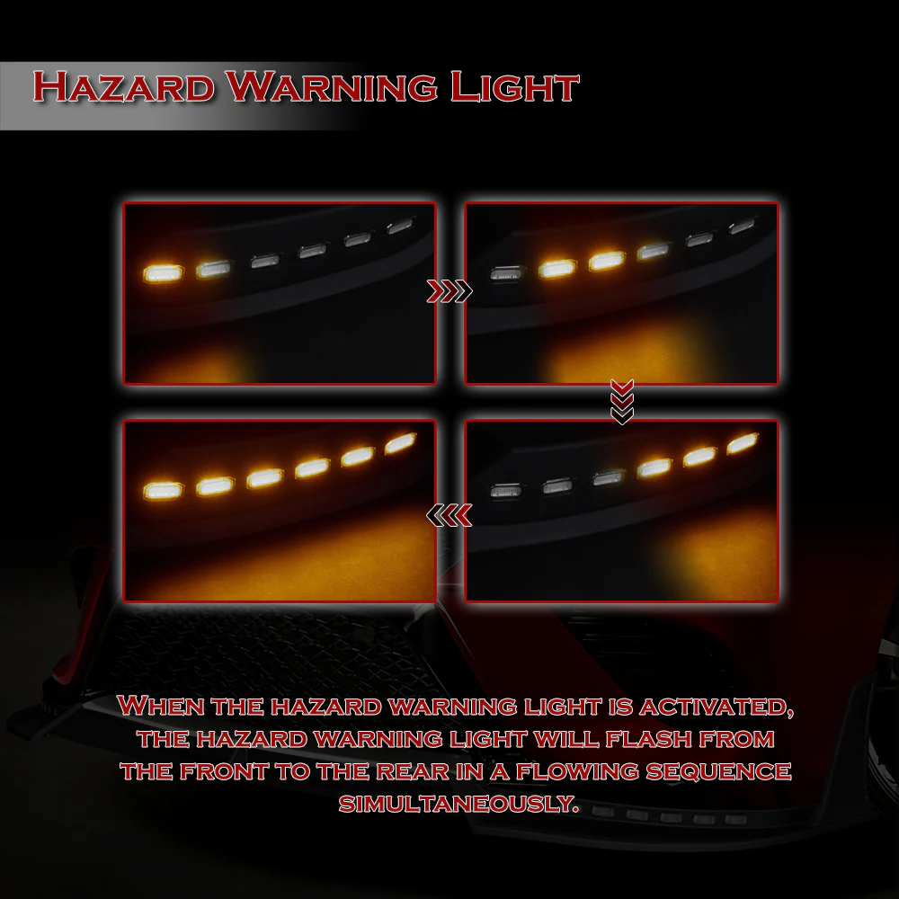 STP-Style For 2018-2020 Toyota Camry SE / XSE Front Bumper Lip With LED Sequential Light -Unpainted Matte Black - Image 7