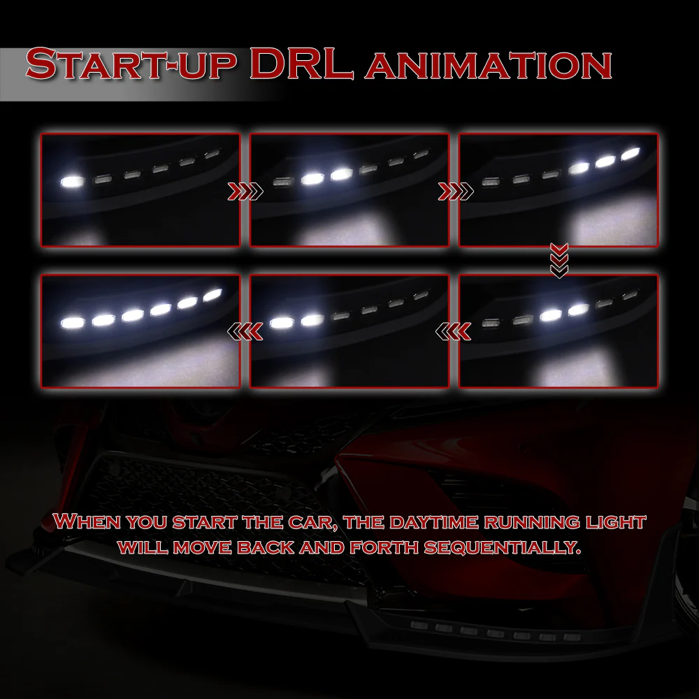 STP-Style For 2018-2020 Toyota Camry SE / XSE Front Bumper Lip With LED Sequential Light -Unpainted Matte Black - Image 8