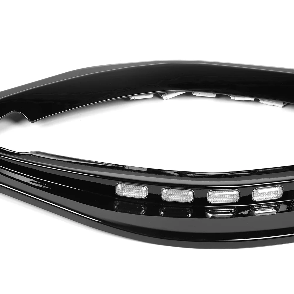 STP-Style For 2018-2023 Kia Stinger GT-Line Front Bumper Lip Splitter With LED Sequential Light -Painted Black - Image 2
