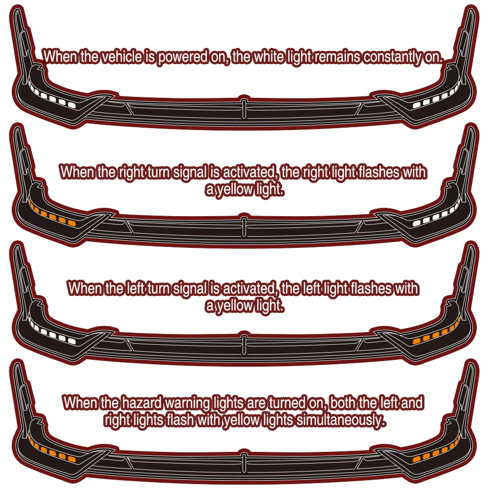 STP-Style For 2018-2023 Kia Stinger GT-Line Front Bumper Lip Splitter With LED Sequential Light -Painted Black - Image 4