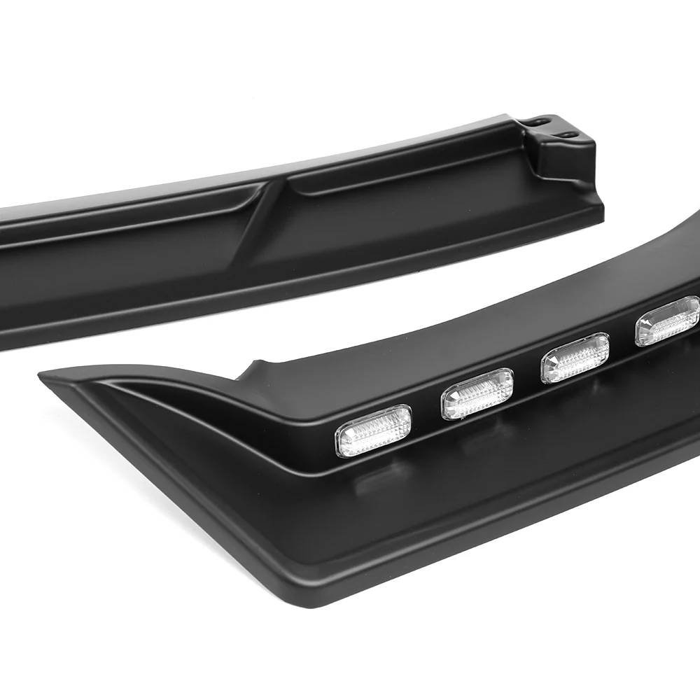 STP-Style For 2018-2023 Kia Stinger GT-Line Front Bumper Lip Splitter With LED Sequential Light -Unpainted Matte Black - Image 2