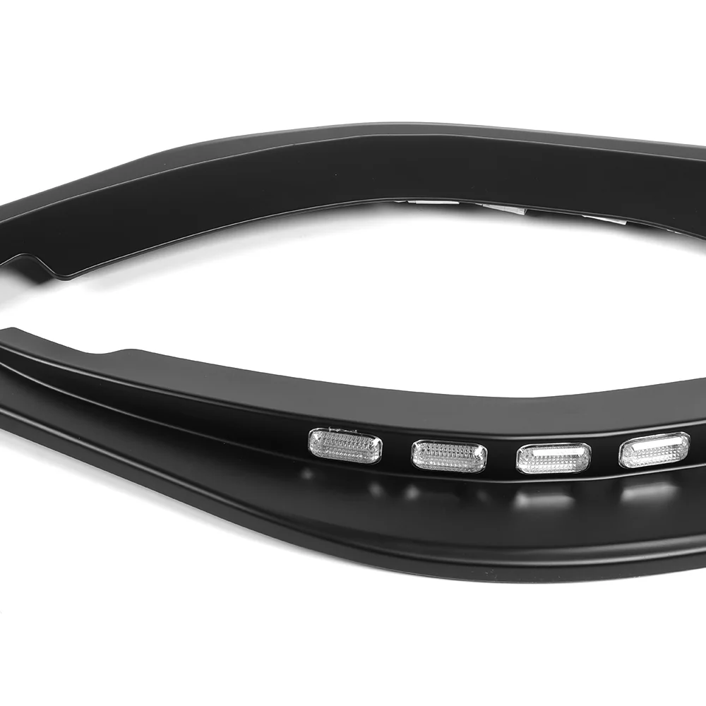 STP-Style For 2018-2023 Kia Stinger GT-Line Front Bumper Lip Splitter With LED Sequential Light -Unpainted Matte Black - Image 3