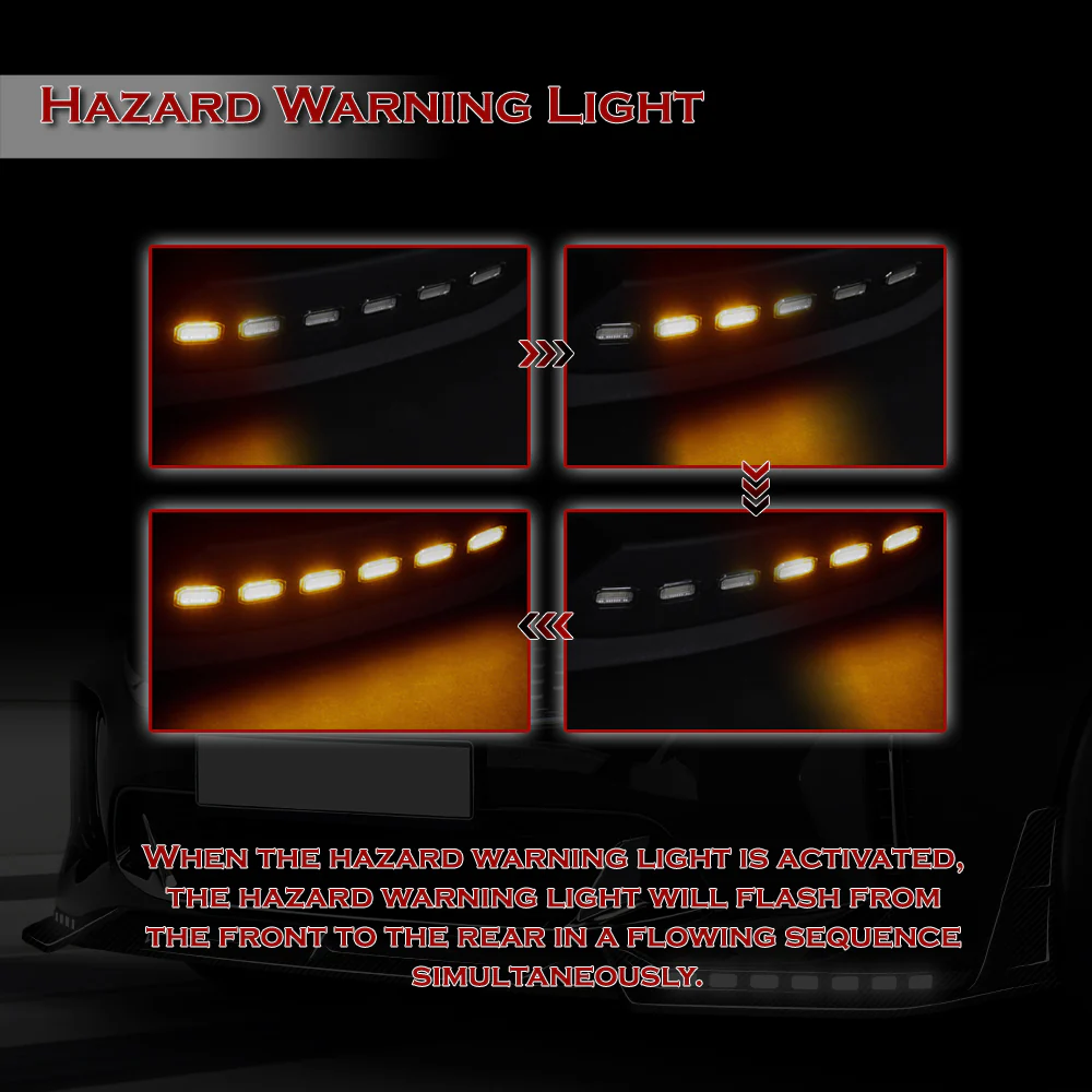 STP-Style For 2018-2023 Kia Stinger GT-Line Front Bumper Lip w/ LED Sequential Lights -Real Carbon Fiber - Image 8