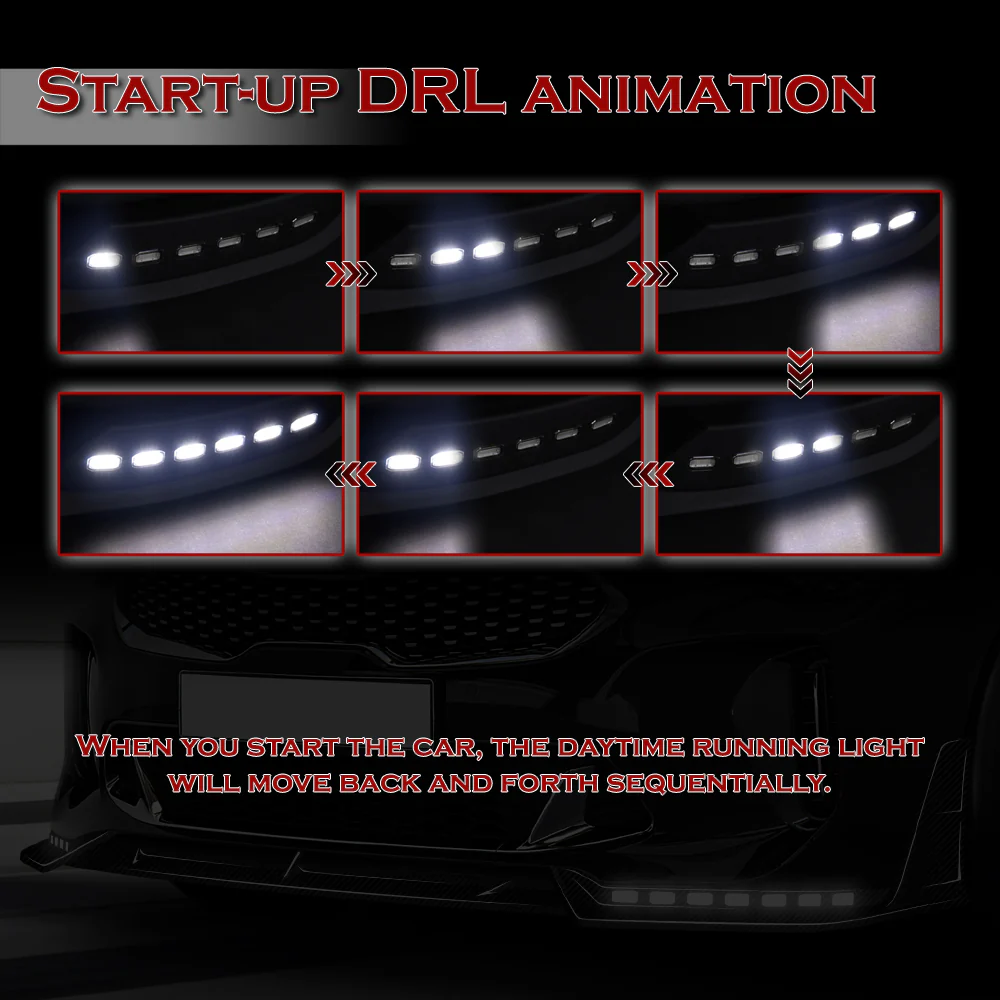 STP-Style For 2018-2023 Kia Stinger GT-Line Front Bumper Lip w/ LED Sequential Lights -Real Carbon Fiber - Image 9