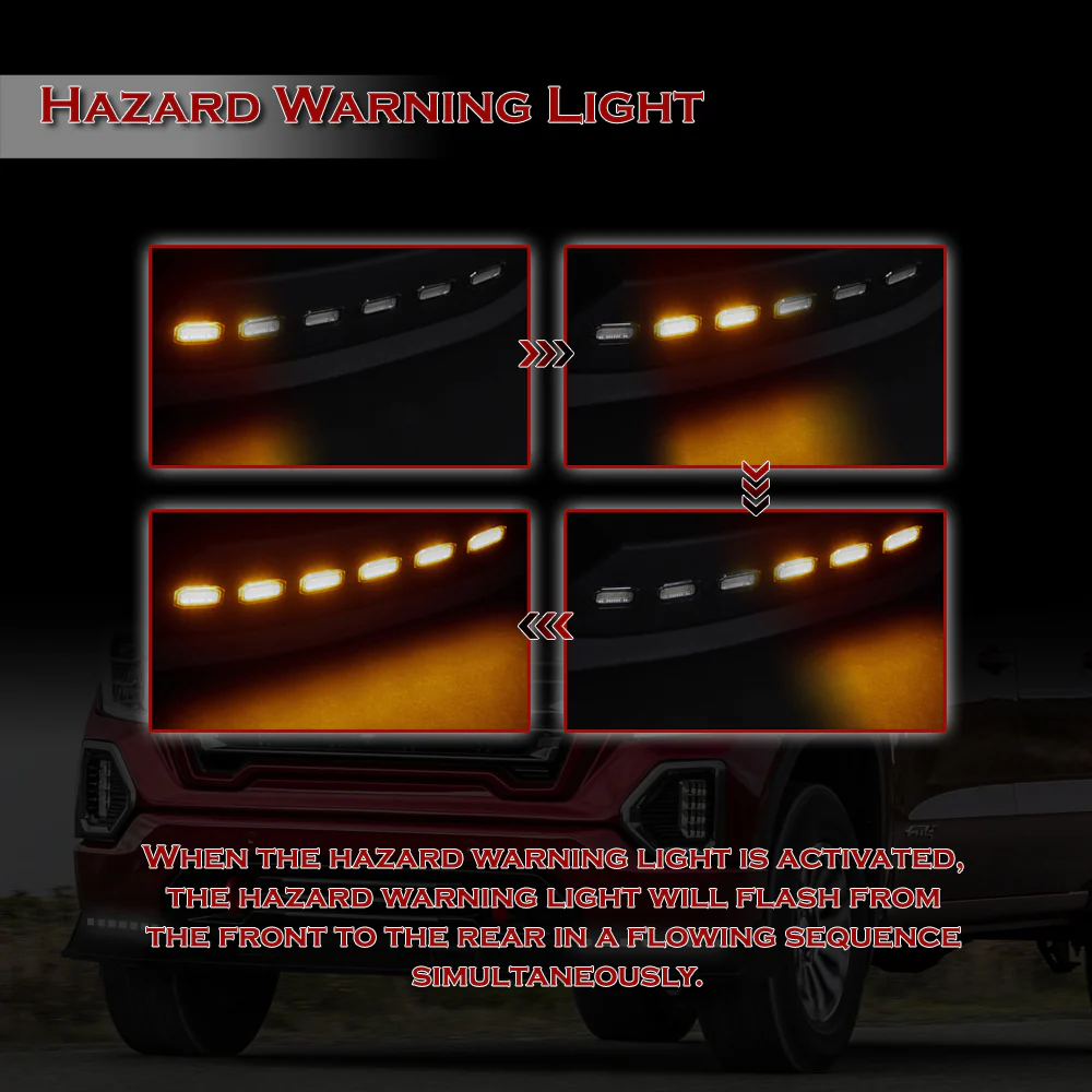 STP-Style For 2019-2021 GMC Sierra 1500 Front Bumper Lip Splitter With LED Sequential Light -Unpainted Matte Black - Image 10