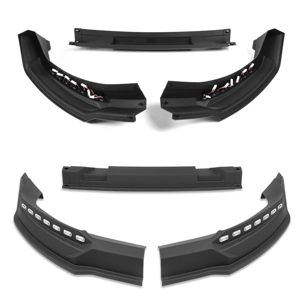 STP-Style For 2019-2021 GMC Sierra 1500 Front Bumper Lip Splitter With LED Sequential Light -Unpainted Matte Black - Image 2