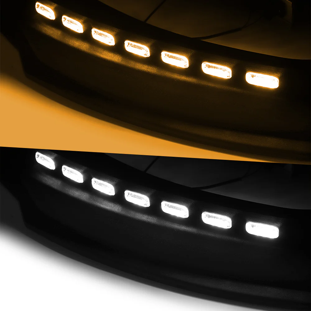 STP-Style For 2019-2021 GMC Sierra 1500 Front Bumper Lip Splitter With LED Sequential Light -Unpainted Matte Black - Image 5